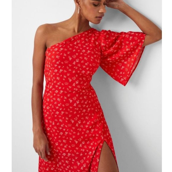 NWOT French Connection Floral One Shoulder Dress with Slit - Picture 2 of 7